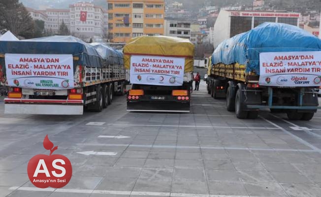 Amasya'dan Elazığ'a Yardım Tırları Yola Çıktı