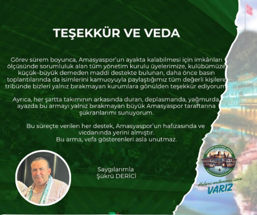 Amasyaspor’dan Vefa Mesajı: “Bu Arma Vefa Gösterenleri Unutmaz”